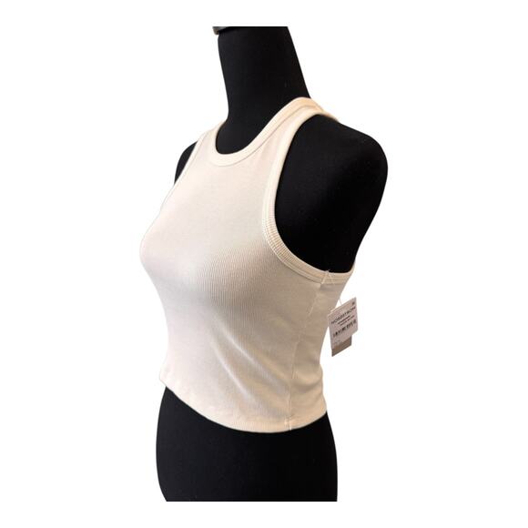 New BP. NORDSTROM Women's White Blanc Rib Crop Tank Top Size M - Picture 4 of 8